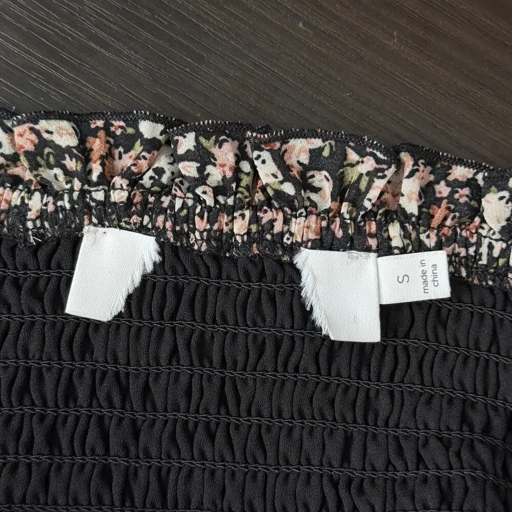 ASTR The Label Top Womens Small Floral Ruched Smocked Blouse Cottagecore Boho S